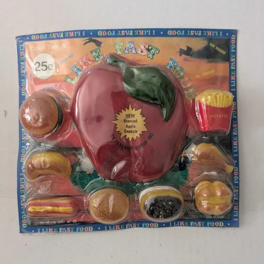 Apple Scented Fast Food Play Set. Vintage Toy Vending Machine Display